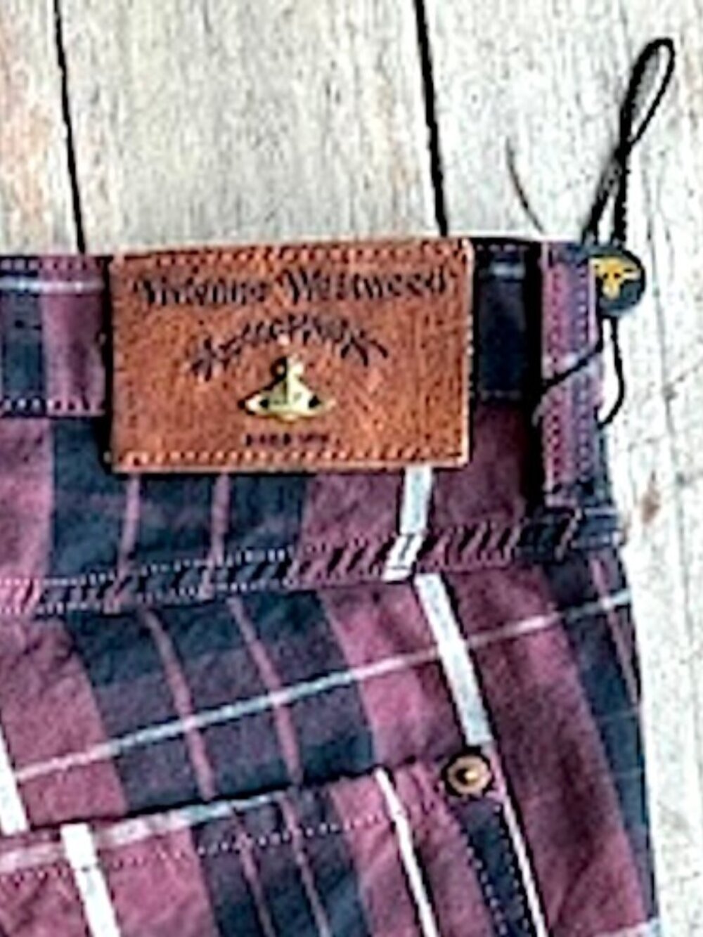 VIVIAN WESTWOOD Men's 31 Plum / Black Tartan Plaid Trouser Pants - Picture 8 of 16